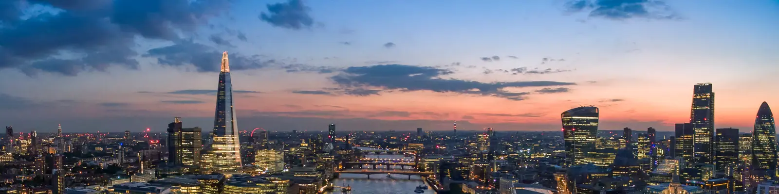 London skyline along the Thames, United Kingdom