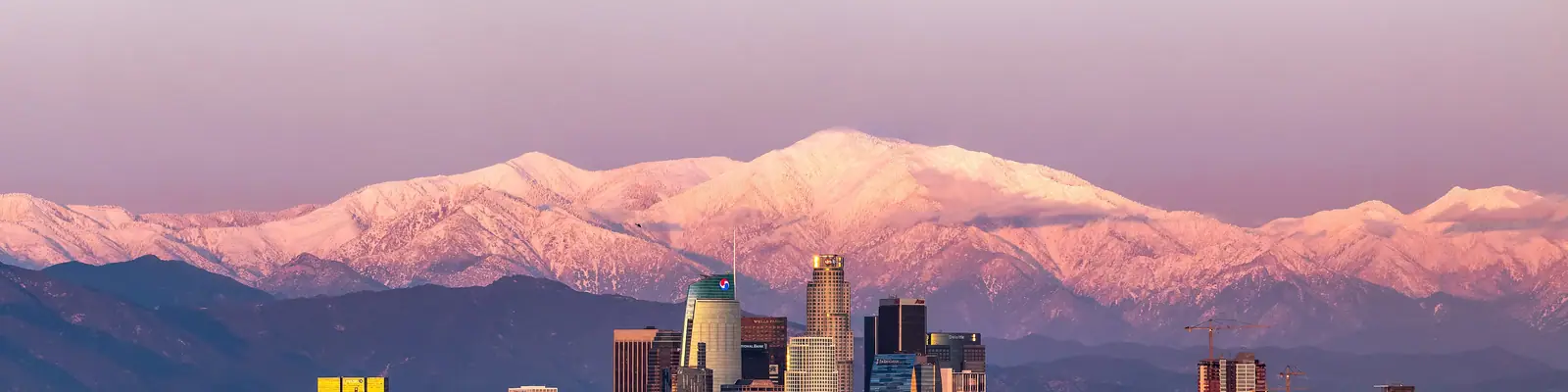 Los Angeles skyline with Mount Baldy behind, United States