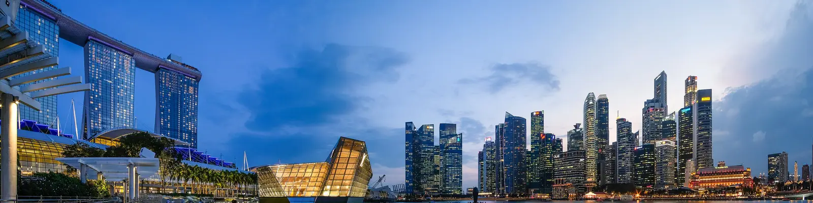 Marina Bay skyline at dusk, Singapore
